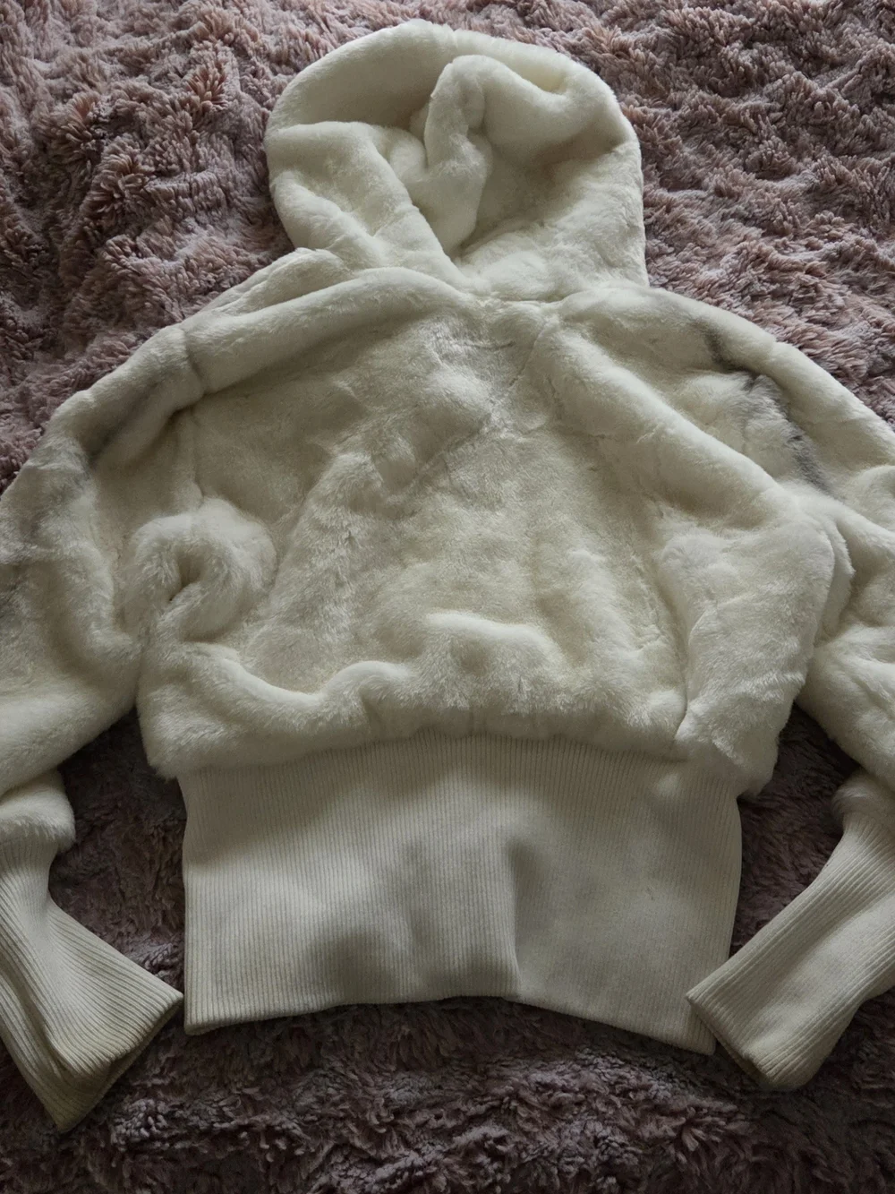 bebe Cream Faux-Fur Hooded Zip Teddy Jacket - Picture 4 of 12